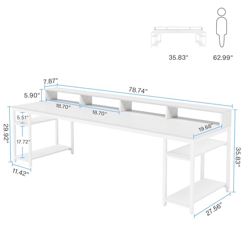Tribesigns Two Person Desk with Monitor Stand, 78.74