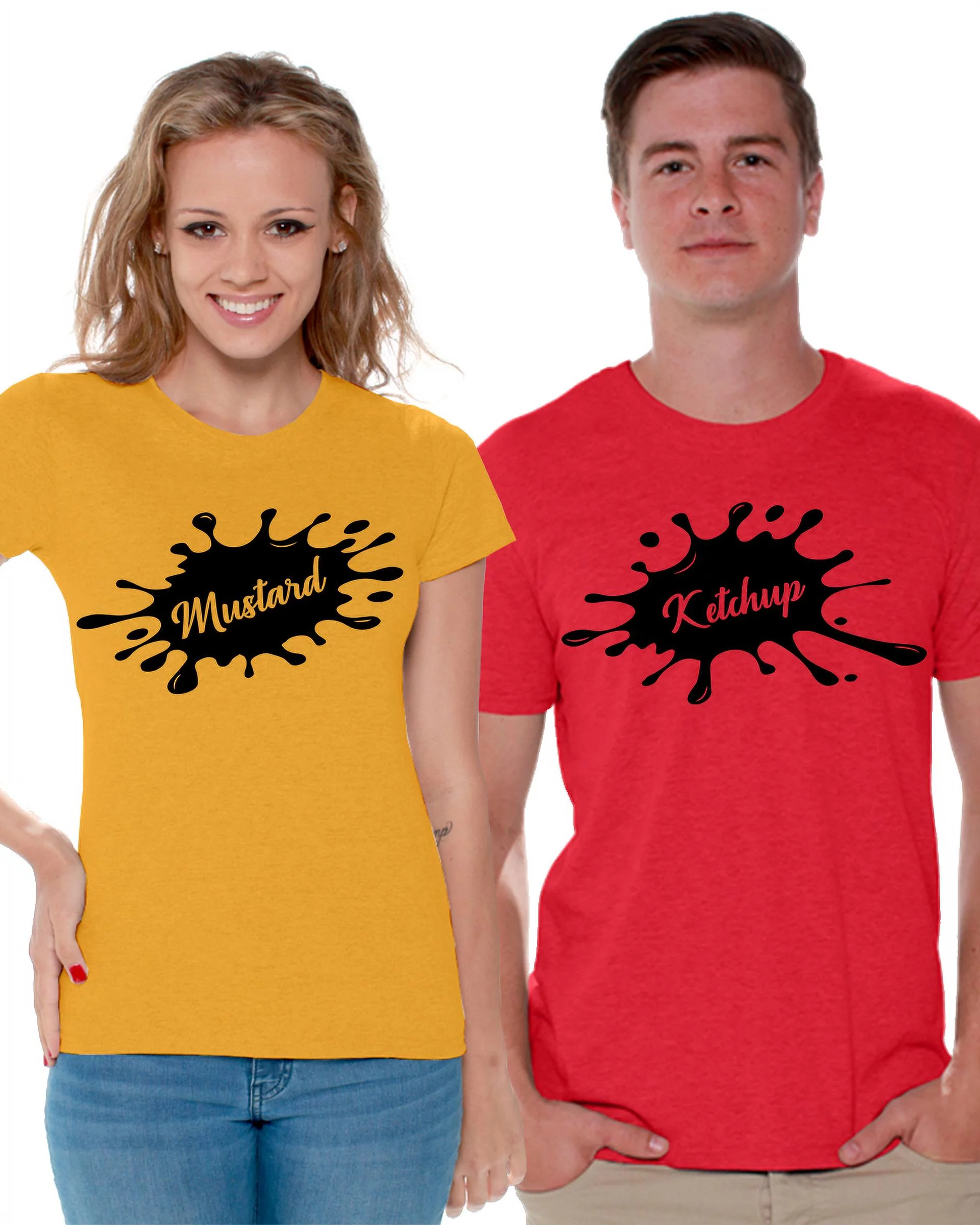 Awkward Styles Matching Couple Shirts for Valentine's Day Ketchup Mustard Couple T-Shirt Gifts for Boyfriend Girlfriend Wife Husband Foodie Food Love Matching T Shirt for His and Hers Matching Shirts