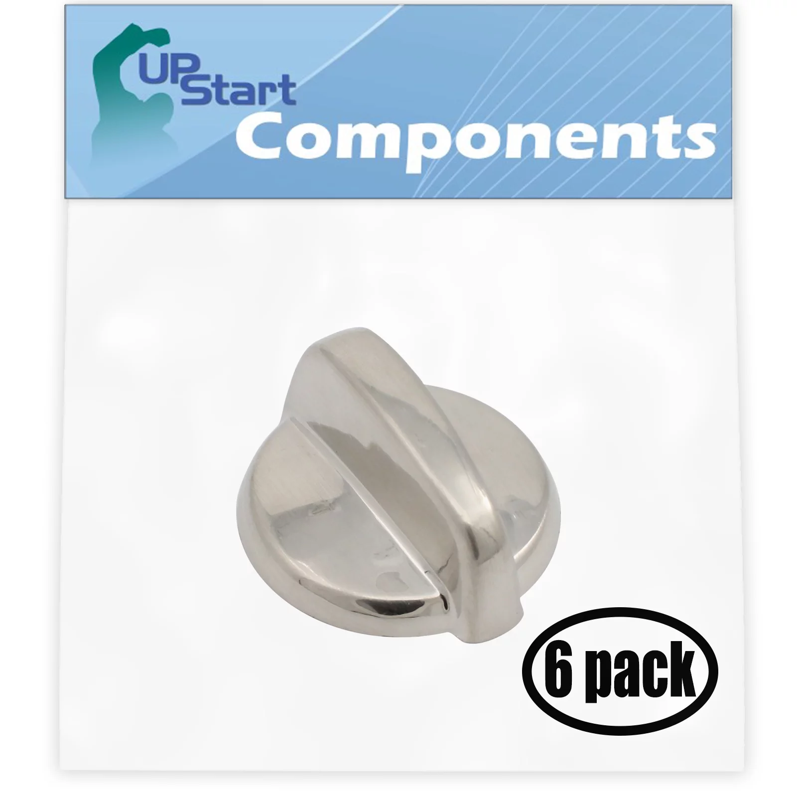 6 Pack Replacement Control Knob WB03T10284 Stainless Steel Finish for General Electric JB680SIT1SS Range