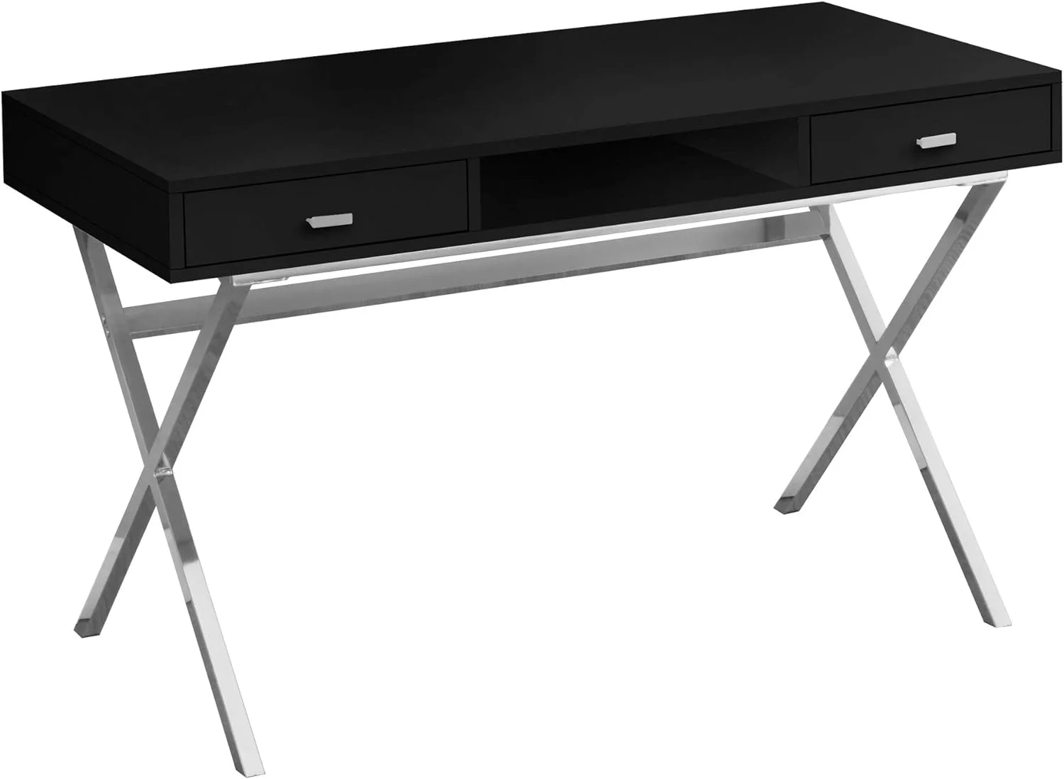 Laptop Table With Drawers And Open Shelf Computer, Writing Desk, Metal Sturdy, 