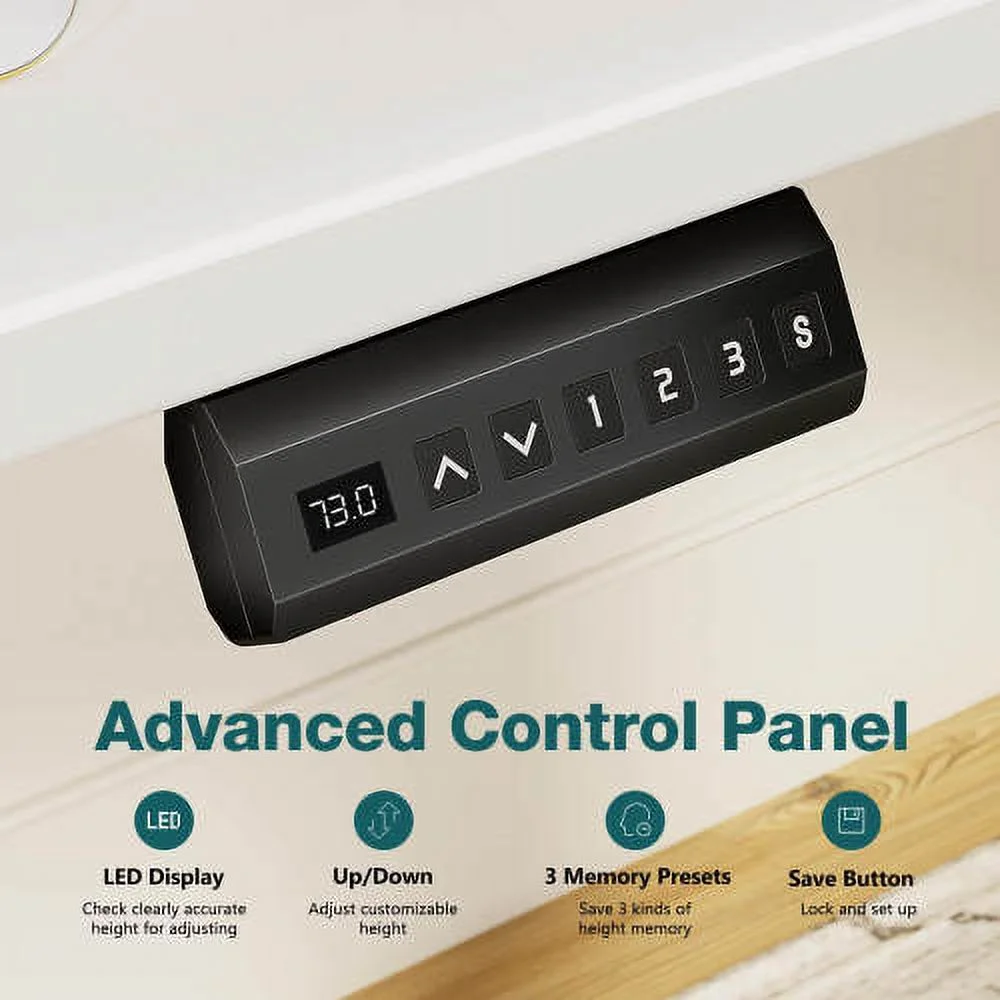 Electric Height Adjustable Standing Desk,Sit to Stand Ergonomic Computer Desk,White,63'' x 24