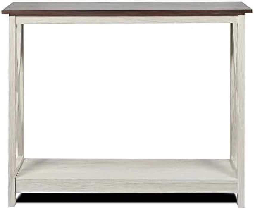 TJUNBOLIFE Console Table  Modern Farmhouse Wood Entryway / Sofa Table with 2-Tier   39 Inch  White Oak