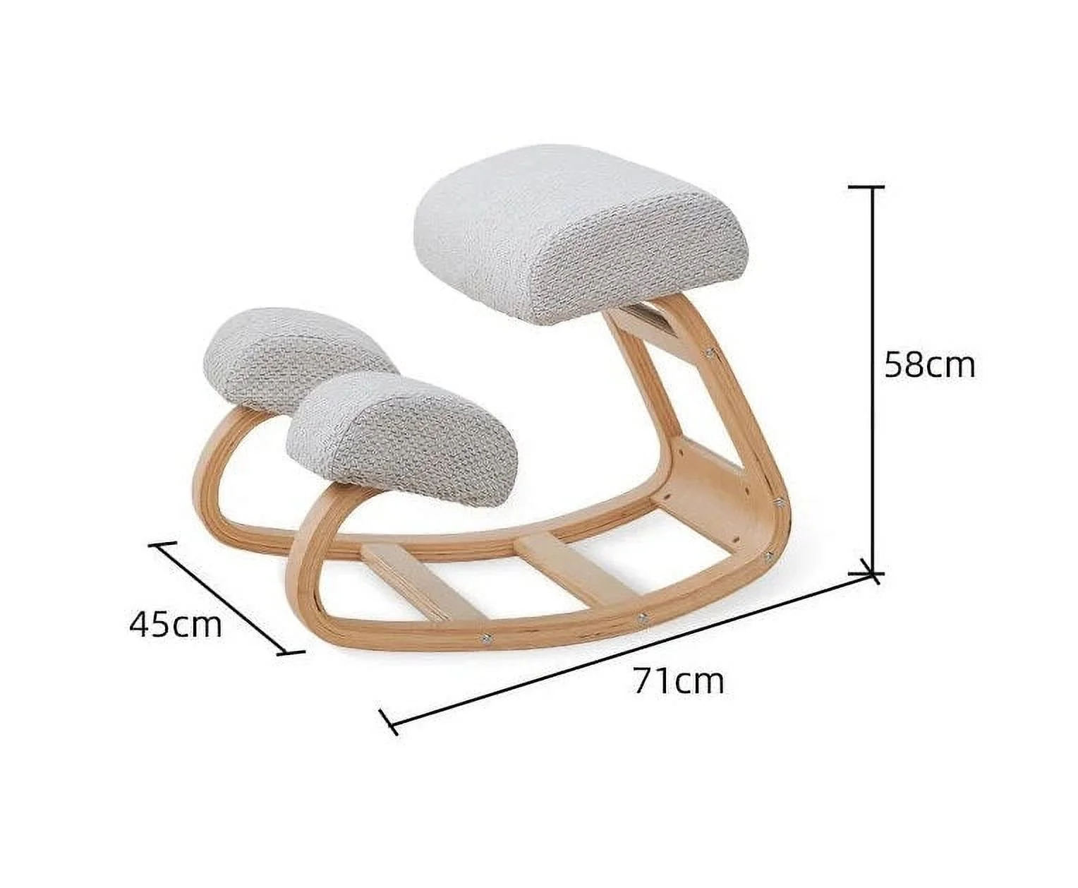 Posture Home Ergonomic Improving Body Kneeling Chair Stool W/ Thick Cushion Office Chair Rocking Wood Knee Computer Chair