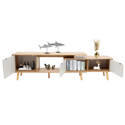 Modern TV Stand TV Unit Sideboard TV Console Media Cabinet Solid Wood White