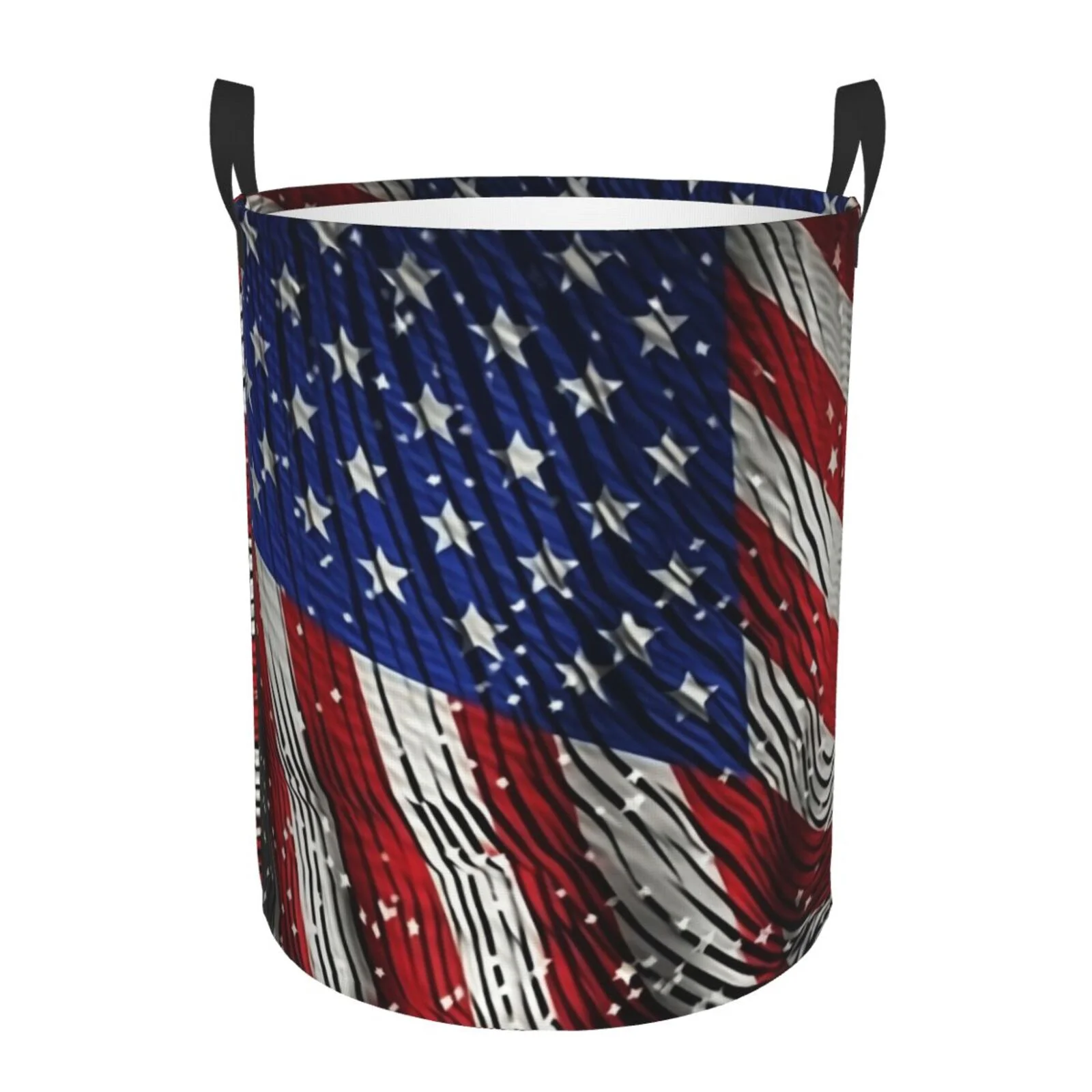 XMXT Collapsible Laundry Basket, American Striped Flag Print Waterproof Laundry Hampers Storage Baskets Dirty Clothes Hamper, 62L