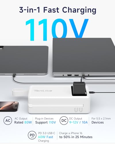 Portable Power Station 99.9Wh Power Bank for Camping Essentials Small Electric Mini Generator Large Lithium Battery with 110V AC Plug in Output 60W Type-C Laptop Home Backup Outdoor Emergency