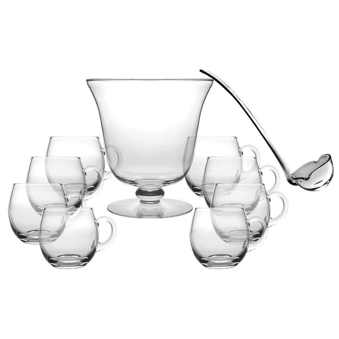 Majestic Gifts Inc.  European Glass 10 Piece Punch Bowl Set - 10.25