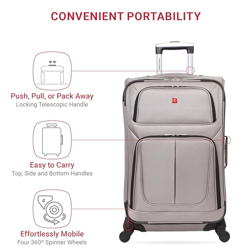 SwissGear Sion Softside Expandable Luggage, Black, Checked-Large 29-Inch