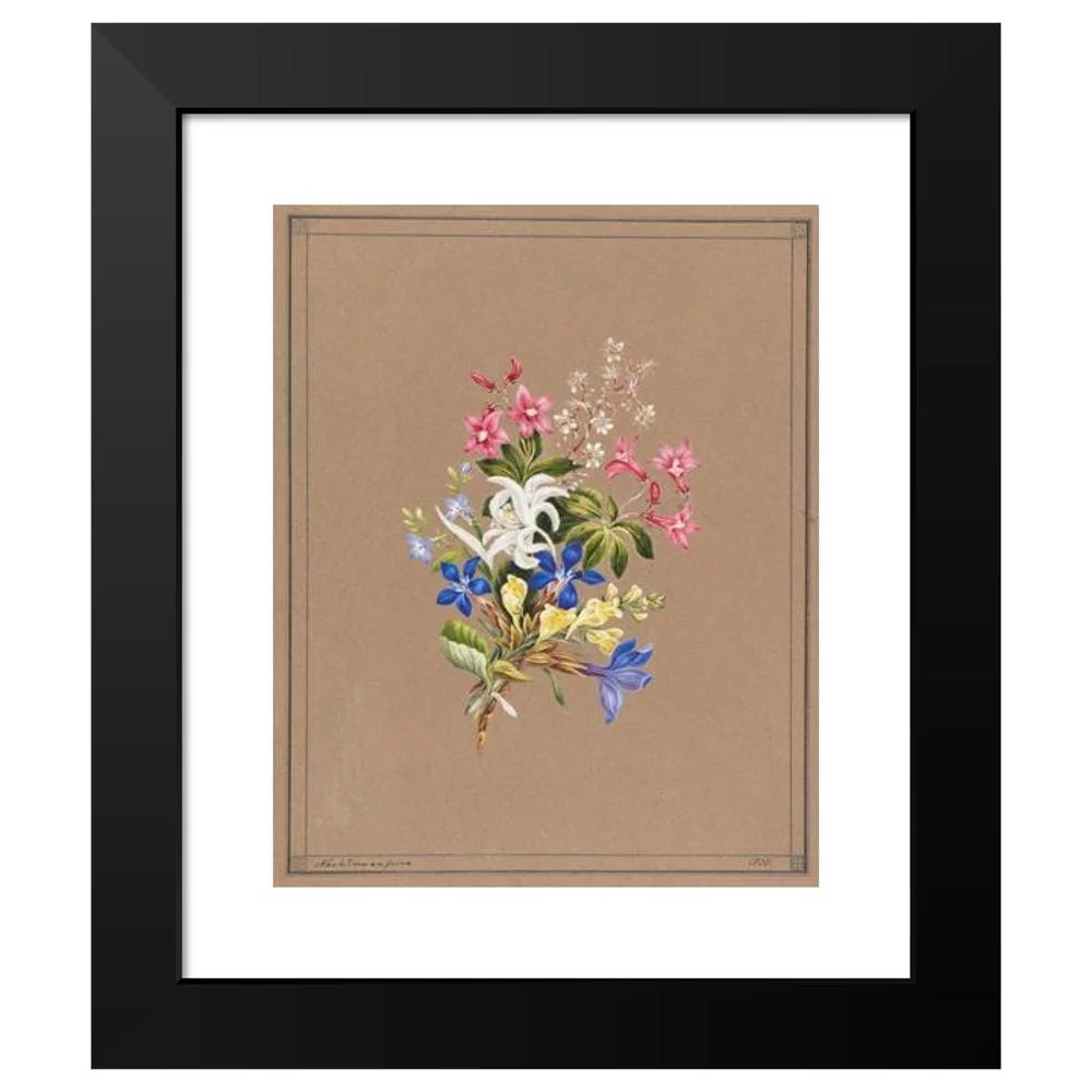 Franz Xaver Nachtmann 12x14 Black Modern Framed Museum Art Print Titled - Alpine Bouquet (1835)