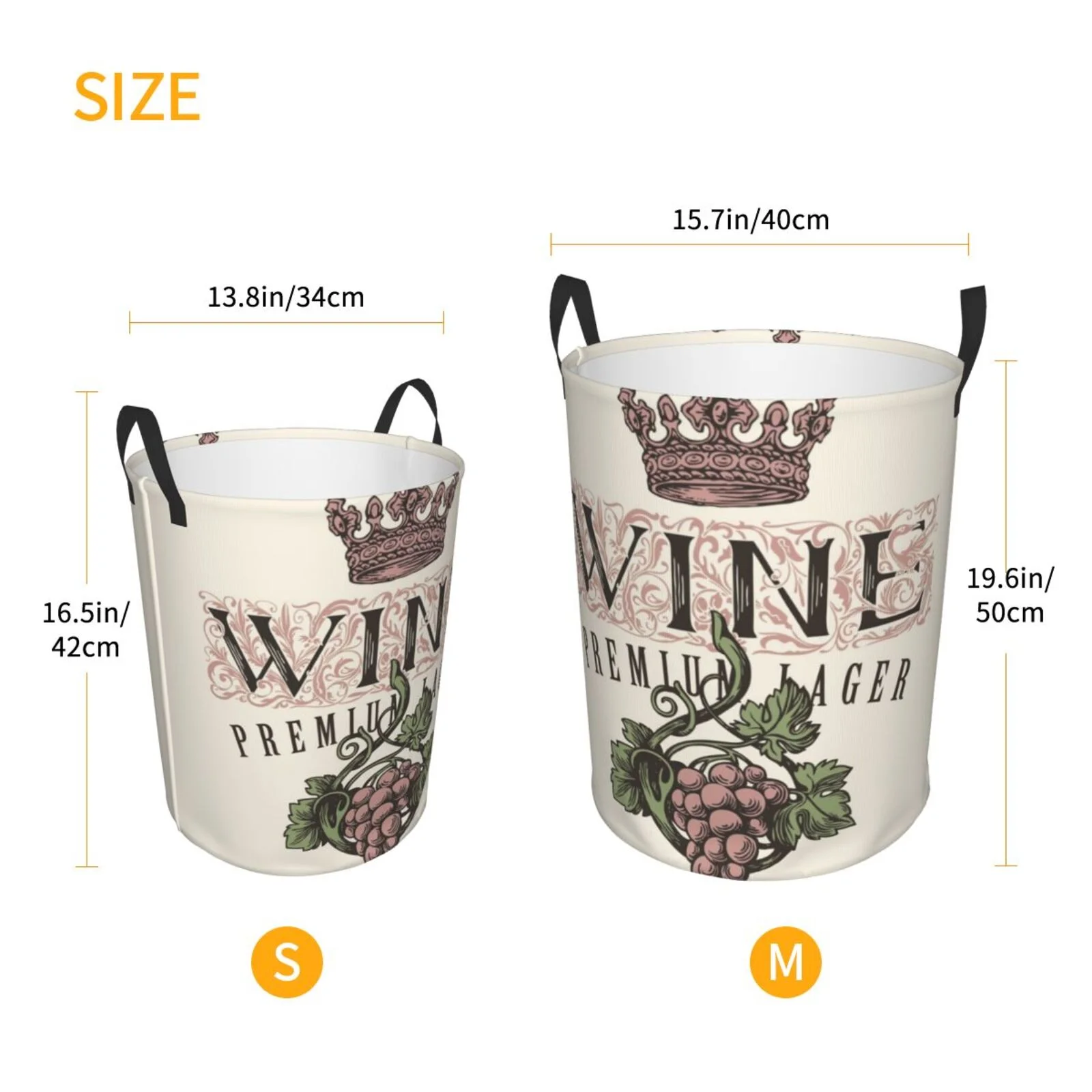 Fotbe Laundry Hamper With Durable Leather Laundry Basket Wine Thickened Waterproof Round Collapsible Laundry Hamper, Dirty Clothes Laundry Basket