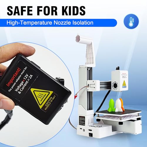 K10 Small Entry Level Portable 3D Printer - Compact FDM 3D Printer with Removable Build Plate, 100x100x100mm Build Volume, Easy-to-Use Design for Beginners (Black)