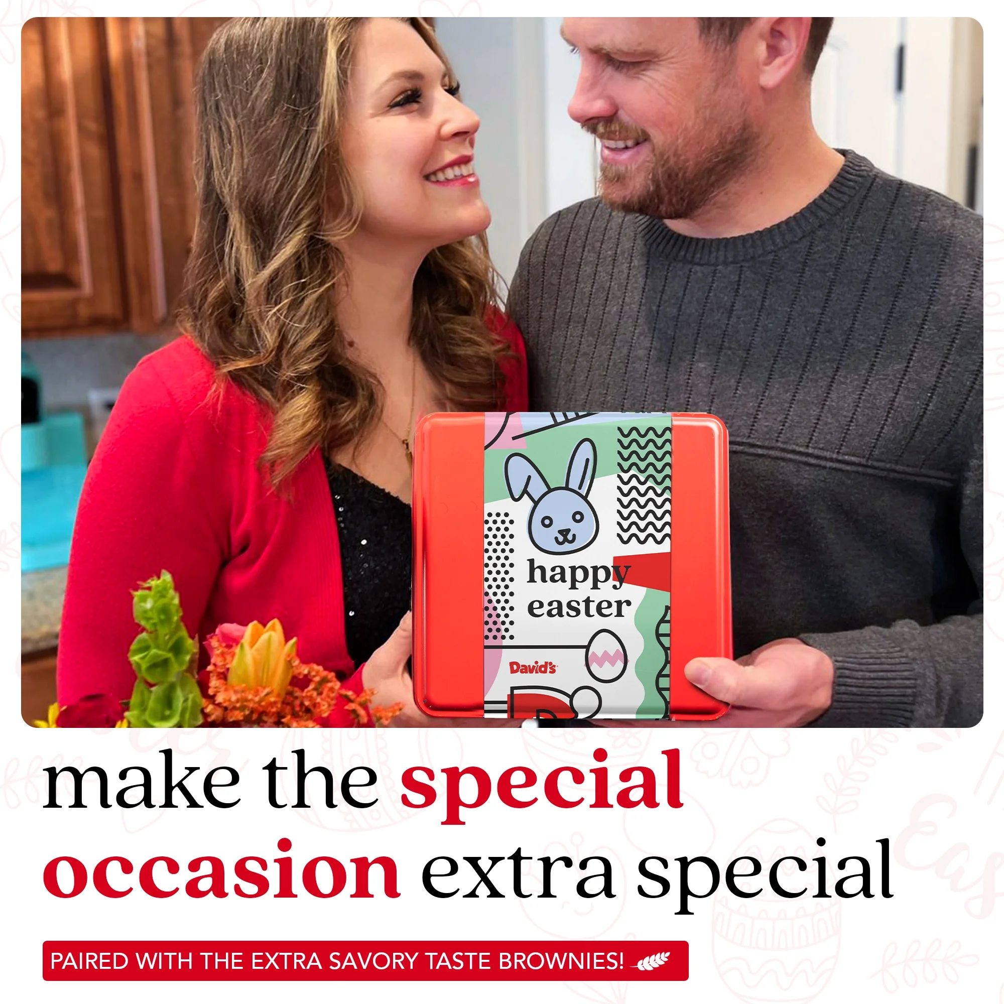 David’s Cookies Oven-Fresh Baked Brownie Bites – Delicious Decadent Dark Chocolate Glazed Mini Brownie In A Happy Easter-Themed Tin Gift Box – Individually Wrapped Gourmet Chocolate Brownies 16 Pcs