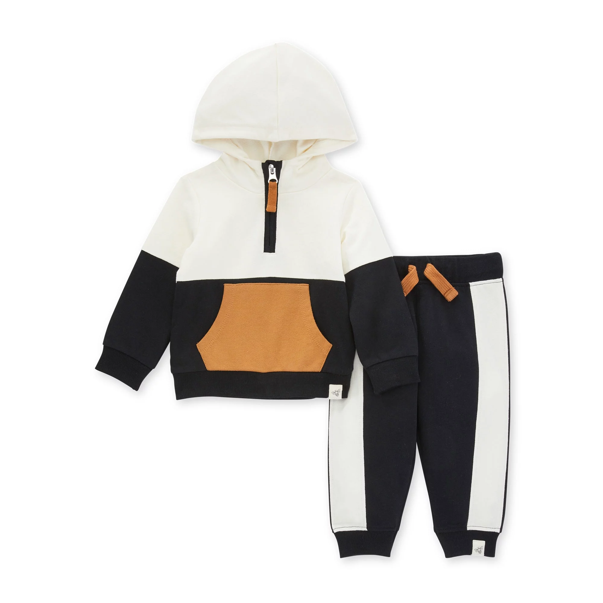 Burt's Bees Baby & Toddler Boy Organic Cotton Color-Blocked French Terry Hoodie & Pant Set, Sizes 6 Months-5T