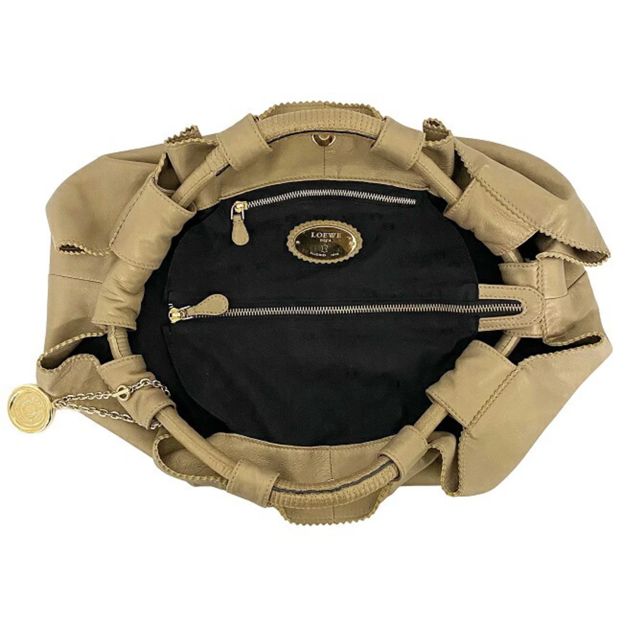 Pre-Owned Loewe Handbag Nappa Aire Gold Anagram Leather LOEWE Soft Ladies (Fair)