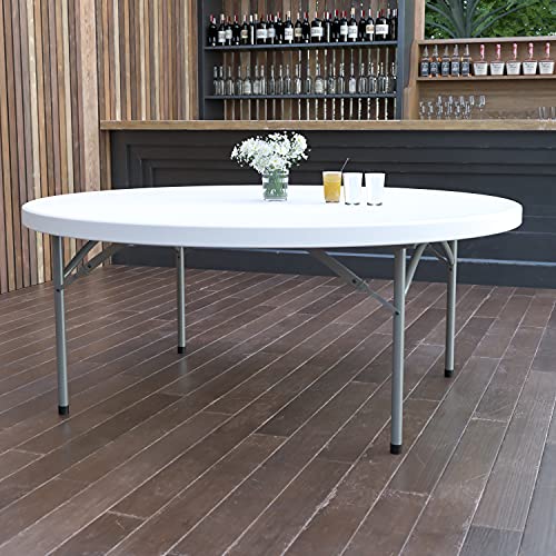 Flash Furniture Elon 2' Round All-Occasion Plastic Folding Event Table, Foldable Portable Banquet Table for Indoor/Outdoor Events, White