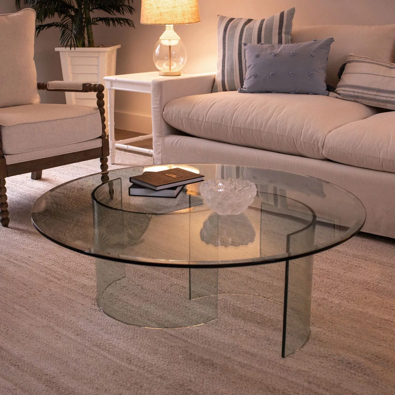 LLBIULife 27" Round 1/4" Thick Tempered Clear Glass Table Top with  Polished Edge