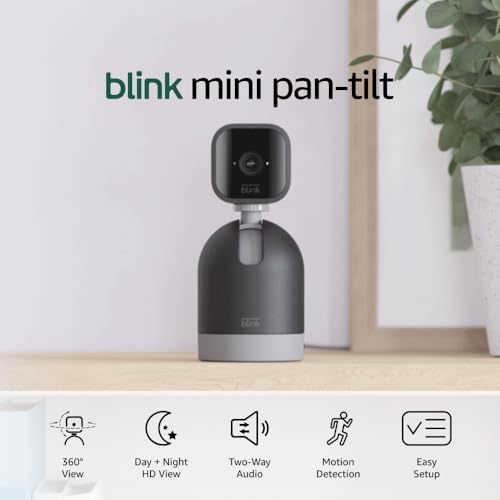 Blink Mini Pan-Tilt Camera (newest model), Rotating indoor plug-in smart security camera, two-way audio, HD video, motion detection, Works with Alexa (White)