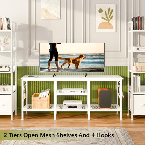 Furologee TV Stand for TVs up to 55 Inch, Entertainment Center with Open Storage Shelves, TV Media Console Table with Soundbar Shelf for Living Room, Bedroom, Rustic Brown