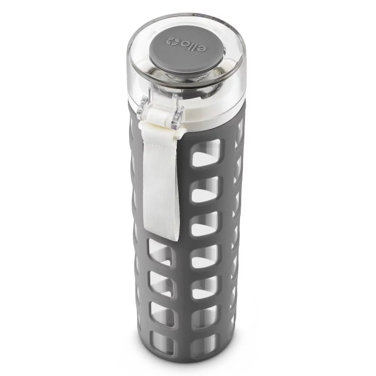 Ello 20 oz Gray Glass Water Bottle with Flip-Top Lid