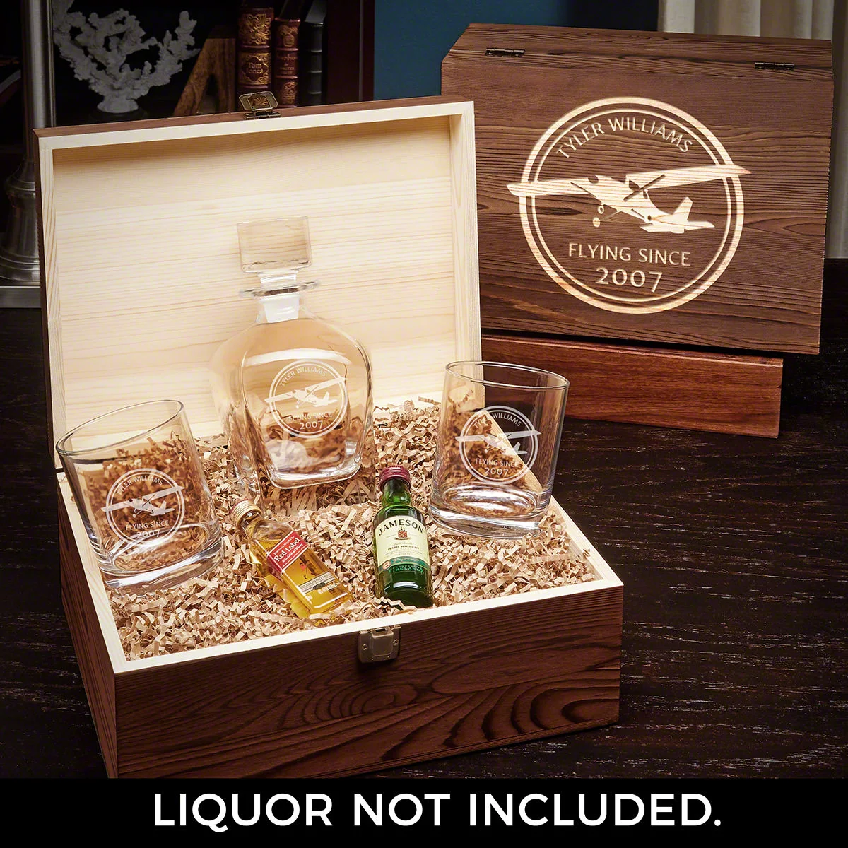 Aviator Custom Draper Whiskey Decanter Box Set with Eastham Glasses