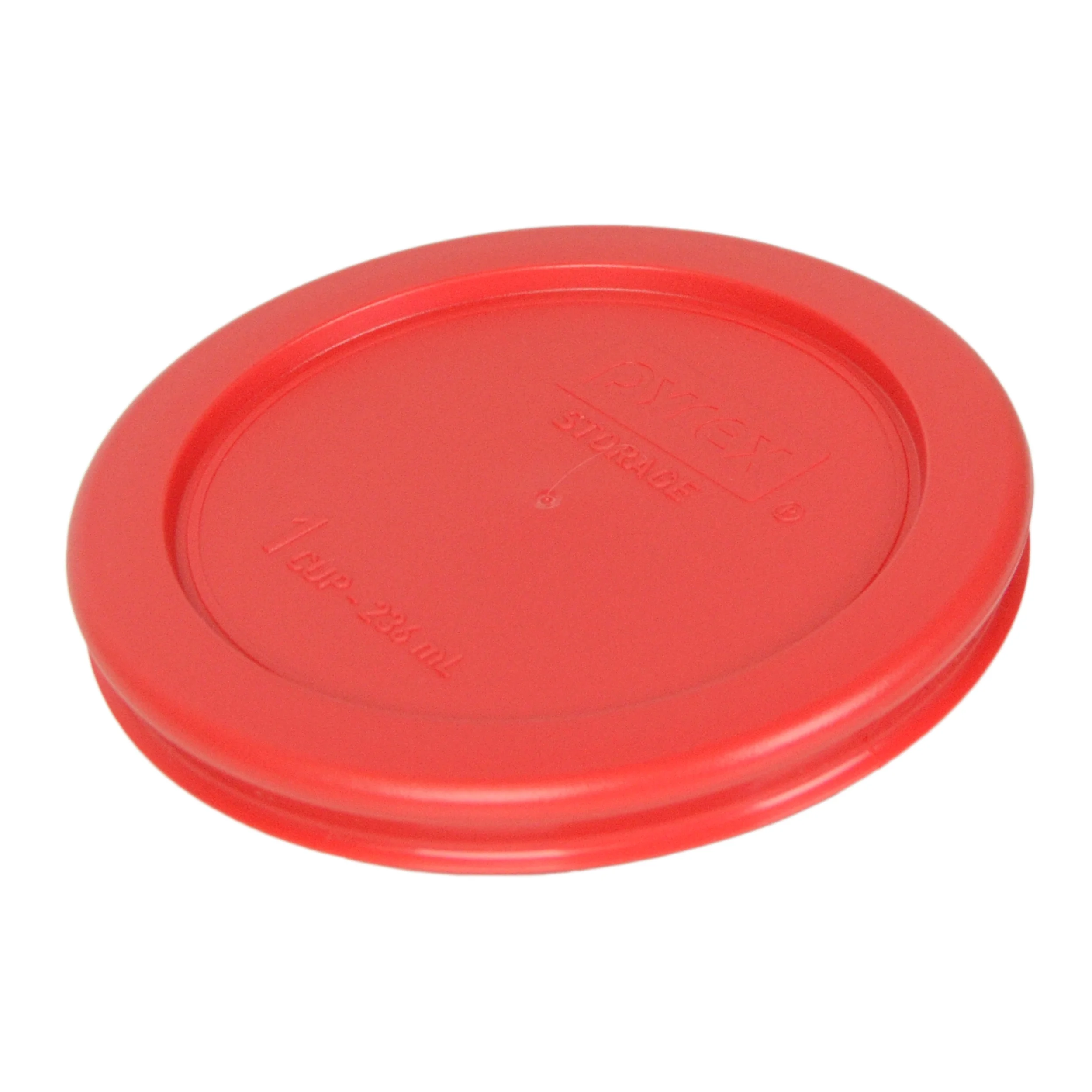 Pyrex 7202 1-Cup Clear Round Glass Food Storage Bowl and 7202-PC Red Plastic Lid (4-Pack)