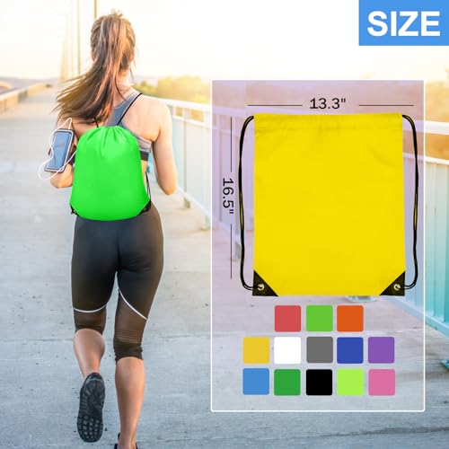 Drawstring Backpack Bulk 60 PCS, Drawstring Bags String Backpack Cinch Sack Gym Bags for Sport Trip Beach Swimming, 20 Color