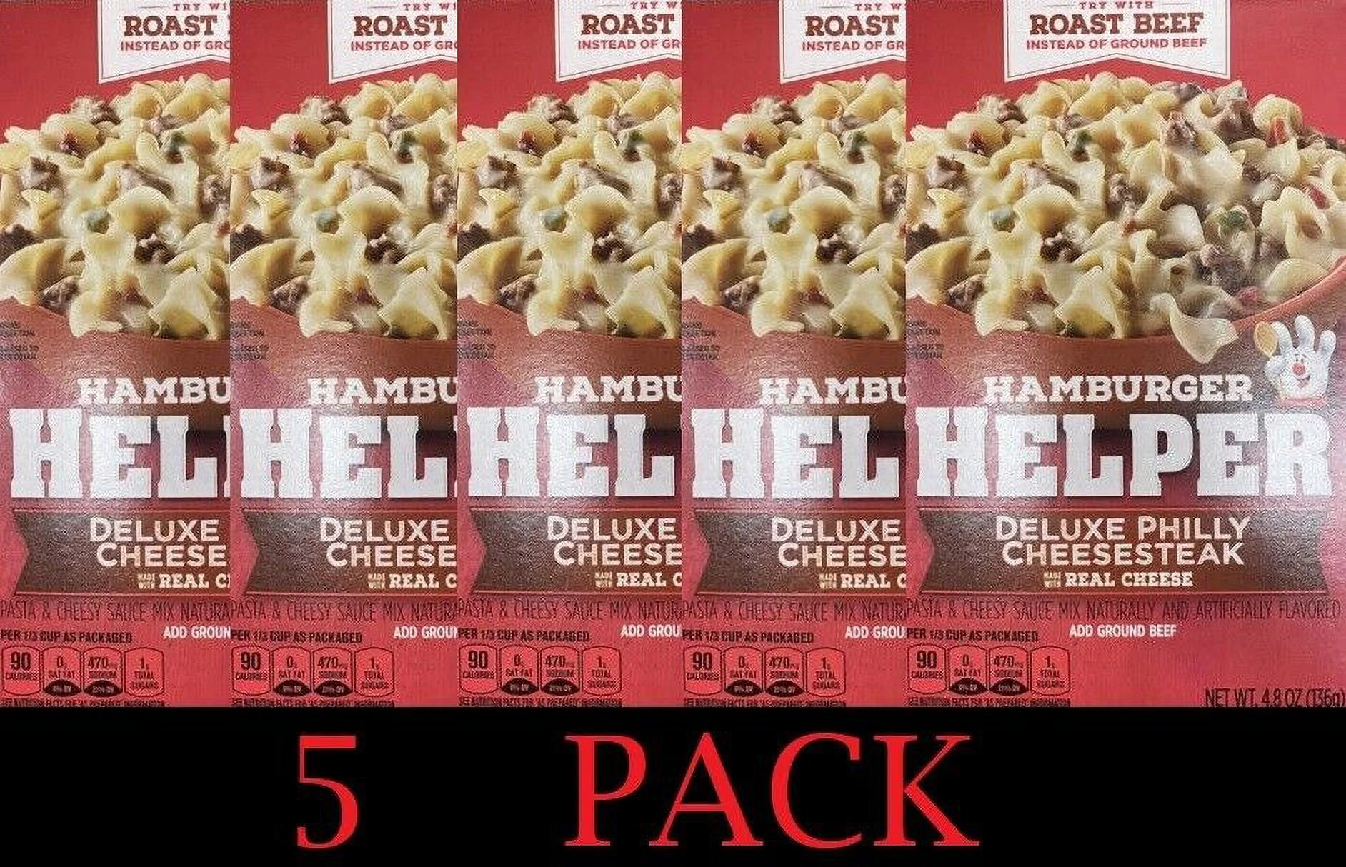 5x Betty Crocker Hamburger Helper DELUXE PHILLY CHEESESTEAK Mix 4.8 oz - 5 PACK