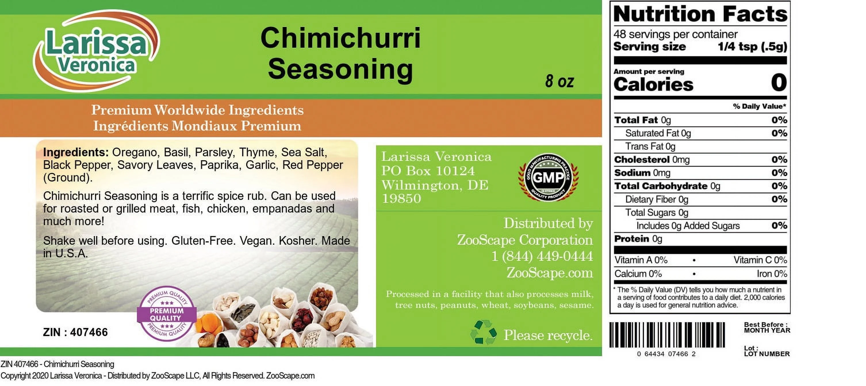 Larissa Veronica Chimichurri Seasoning, (8 oz, 3-Pack, Zin: 407466)