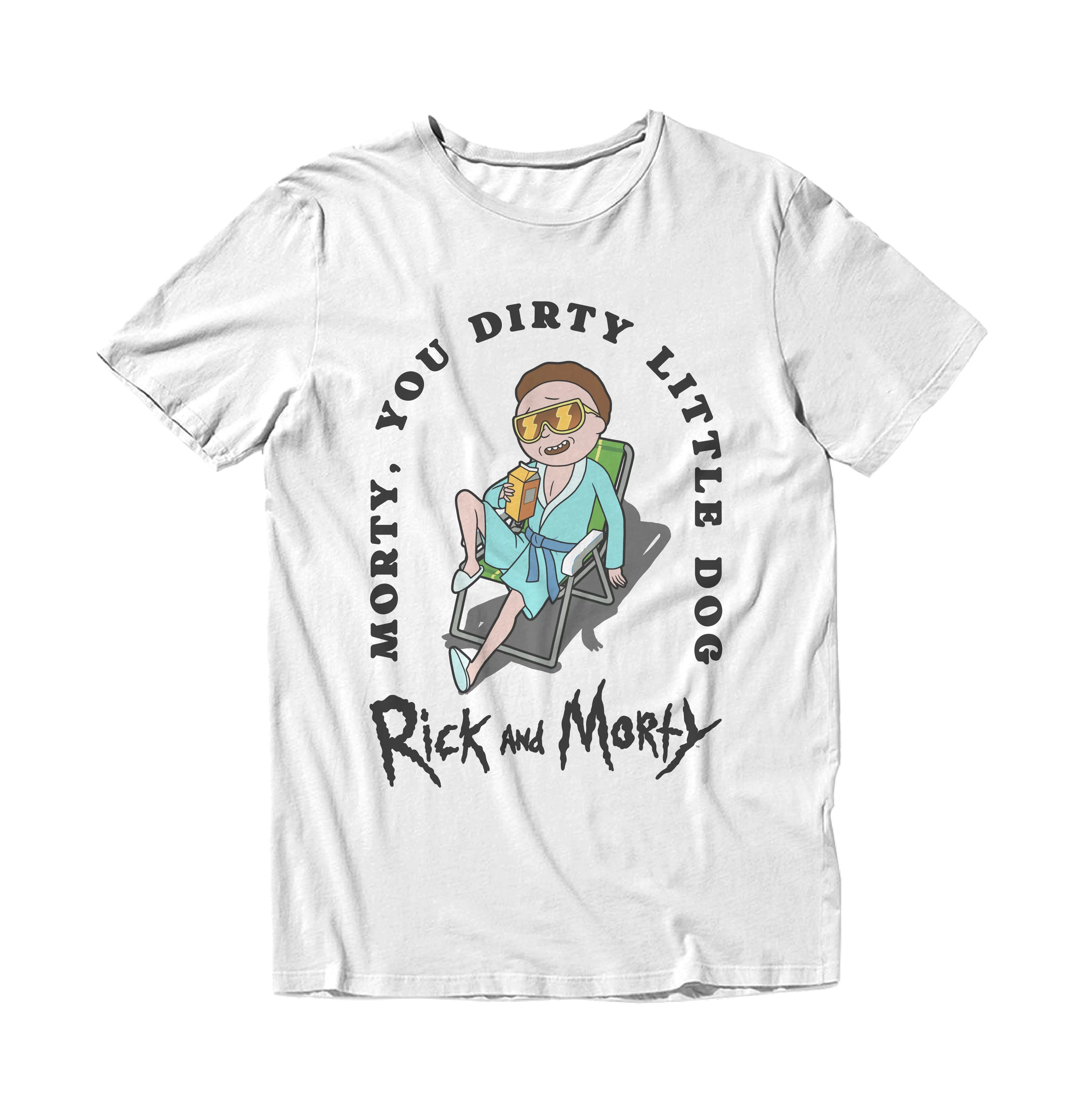 Rick And Morty Dirty Little Dog Mens and Womens Short Sleeve T-Shirt (White, S-XXL)