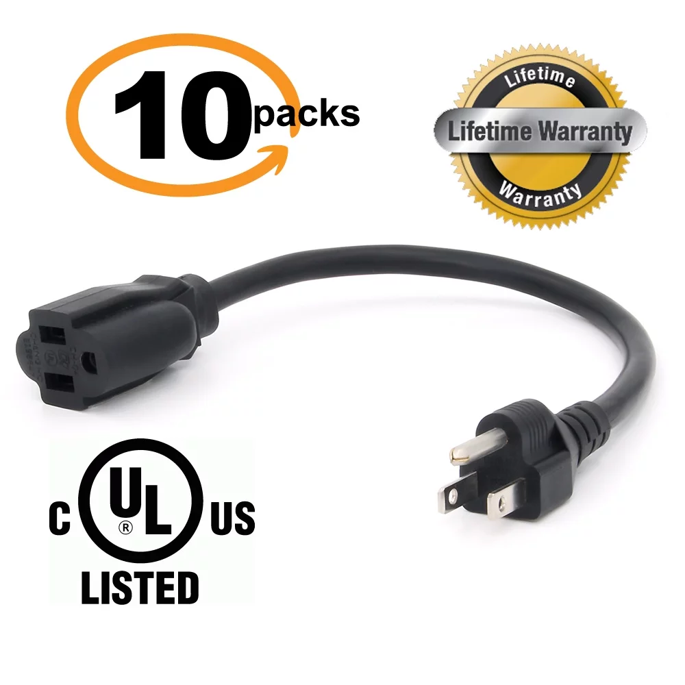 Best Honor 1-Foot 10 Packs Power Extension Cord/Power Strip Liberator,16 AWG, UL Listed, Lifetime No Hassle Warranty