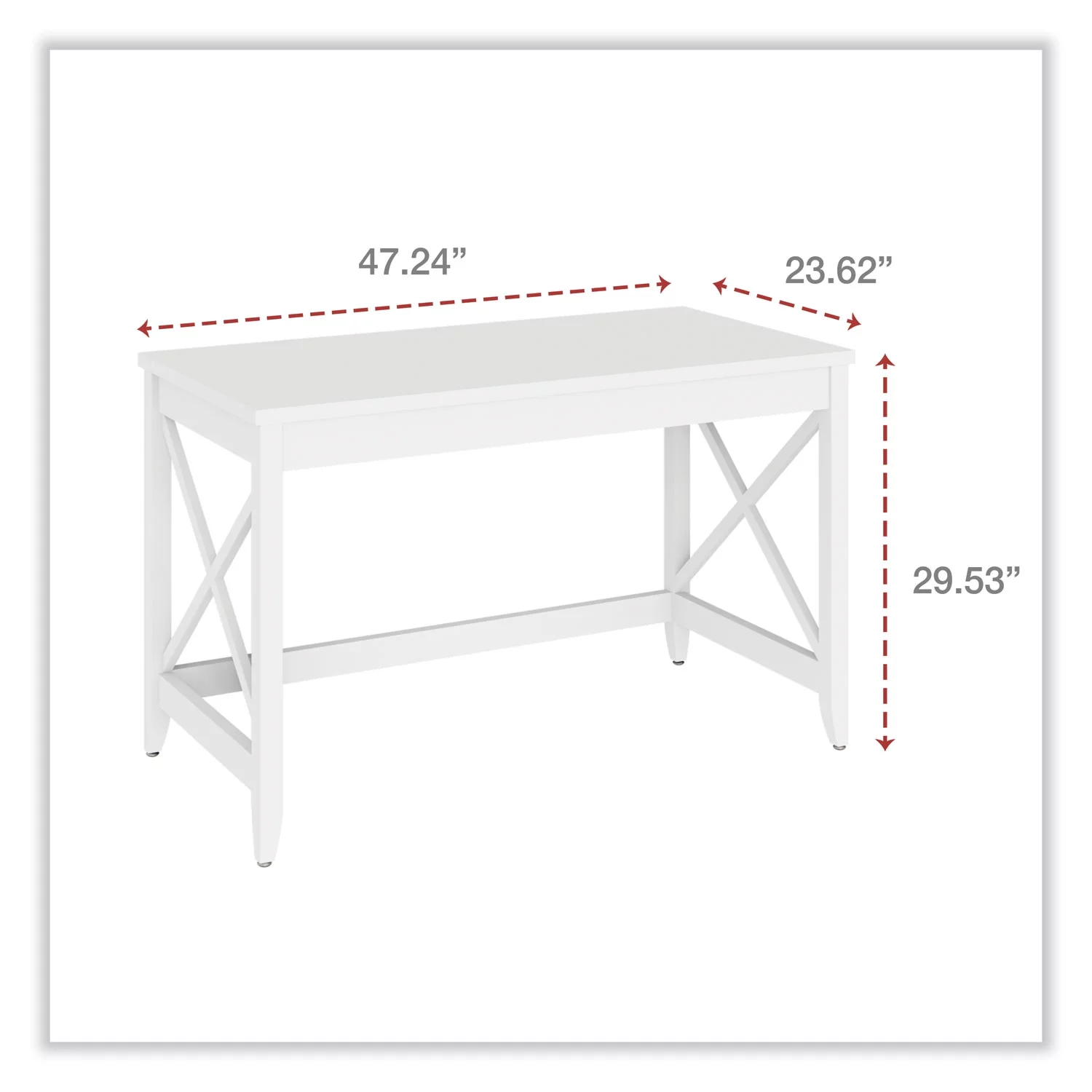 Workspace by Alera Farmhouse Writing Desk, 47.24 x 23.62 x 29.53, White