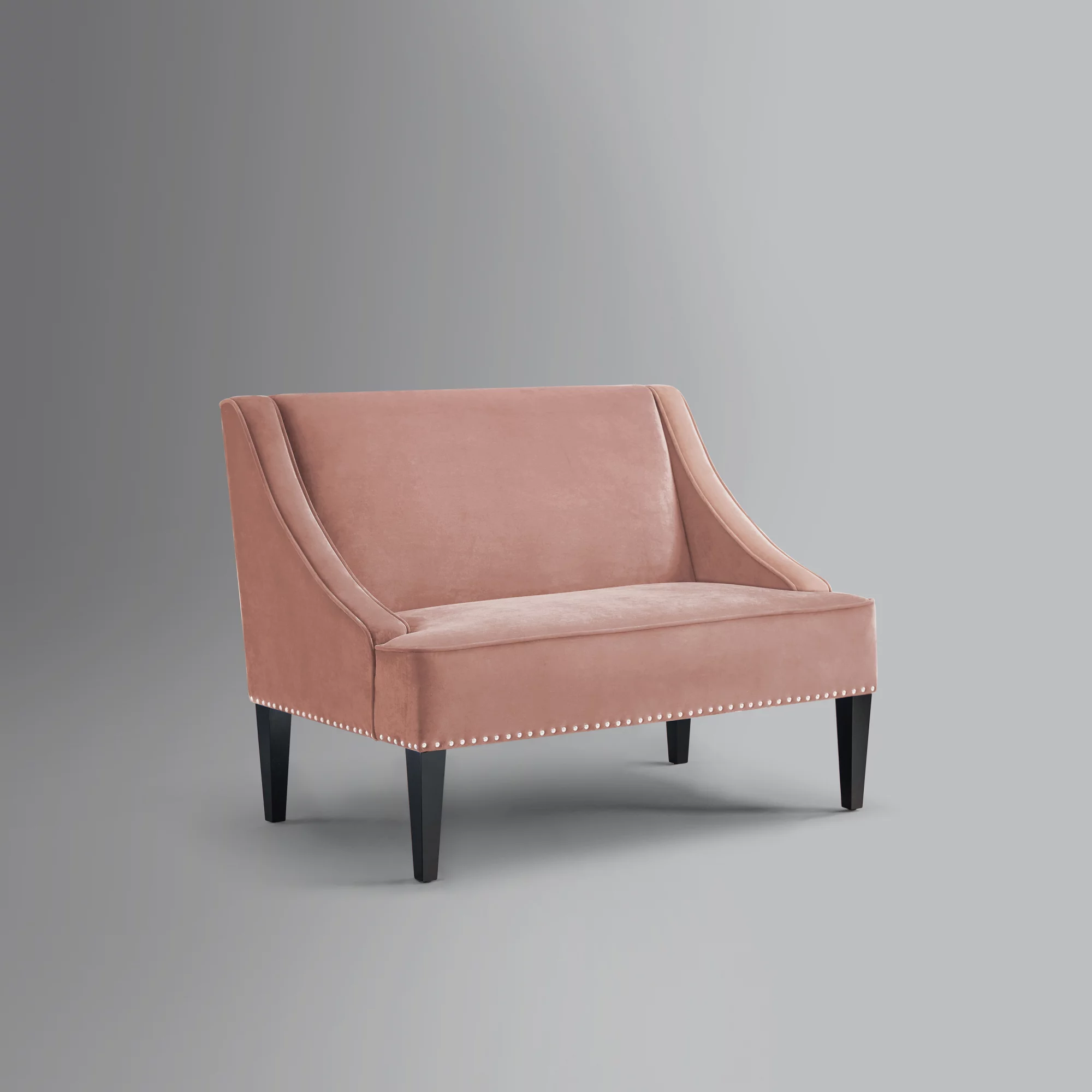 Inspired Home Rayna Blush Velvet Bench - Upholstered | Swoop Arm