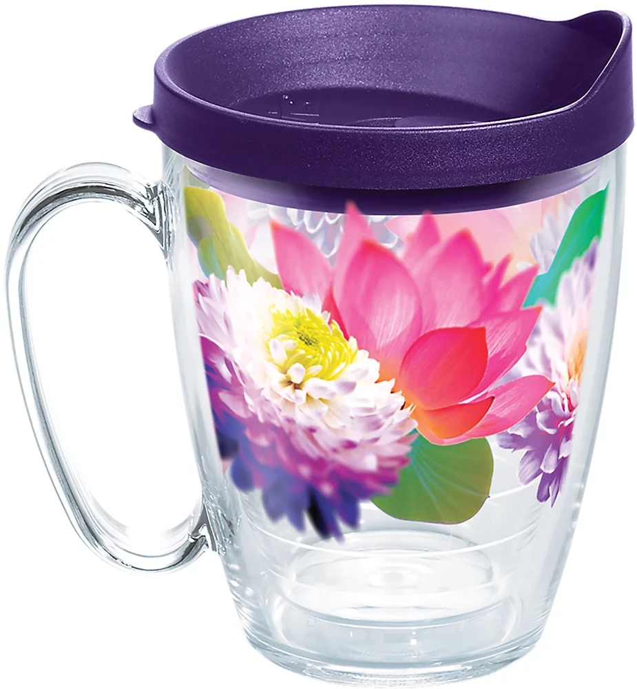 Tervis Floral Filter Made in USA Double Walled  Insulated Tumbler Travel Cup Keeps Drinks Cold & Hot, 16oz Mug, Clear