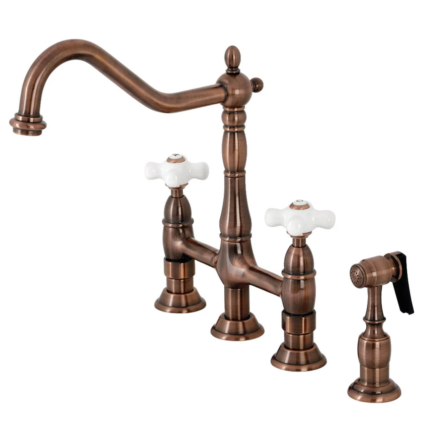 Kingston Brass Ks127.Pxbs Heritage 1.8 GPM Widespread Bridge Kitchen Faucet - Copper