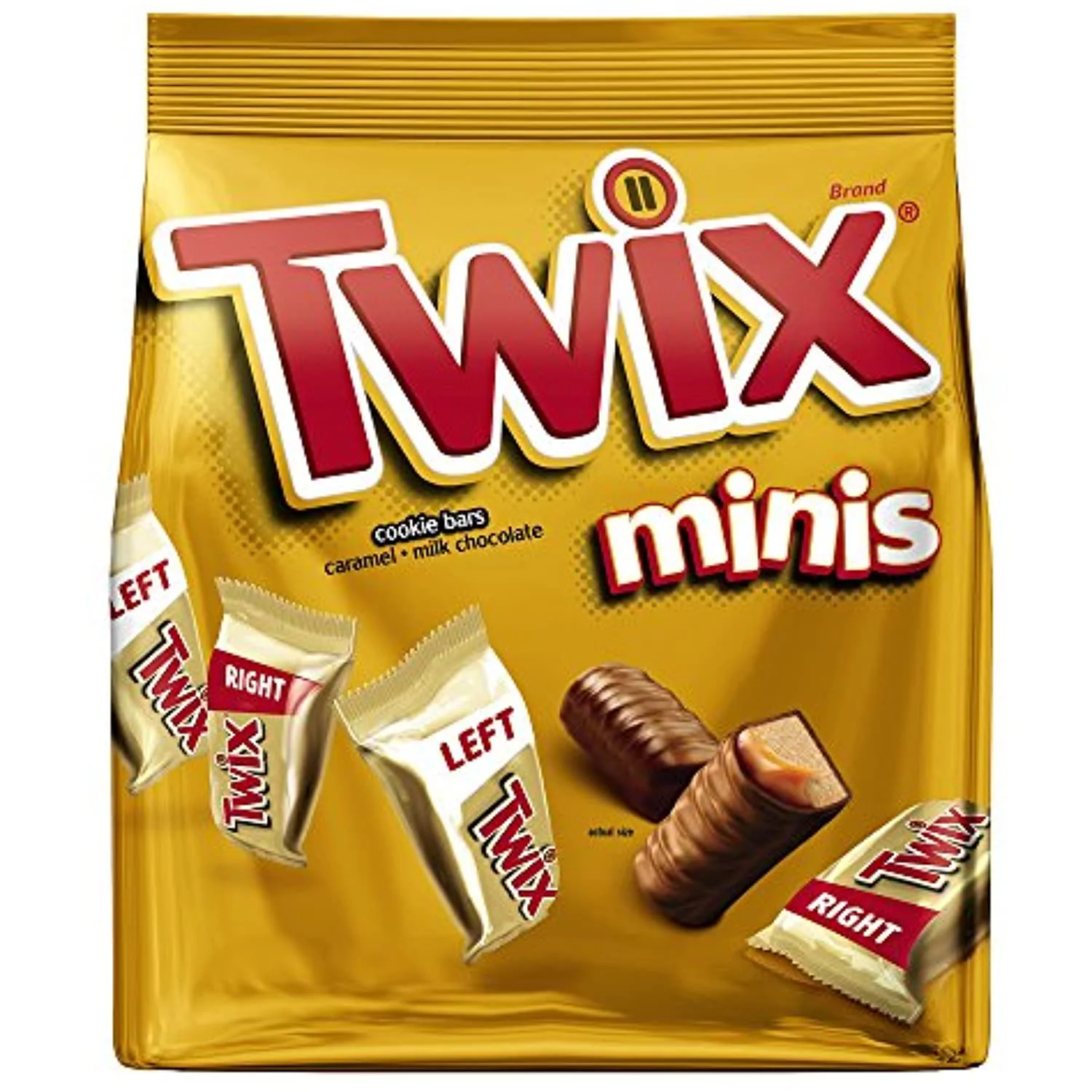 Twix Caramel Minis Size Chocolate Cookie Bar Candy 9.7 Ounce Bag (Pack Of 8)