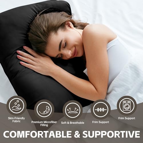 HIMOON Bed Pillows for Sleeping 4 Pack,King Size Cooling Pillows Set of 4,Top-end Microfiber Cover for Side Stomach Back Sleepers(Black)