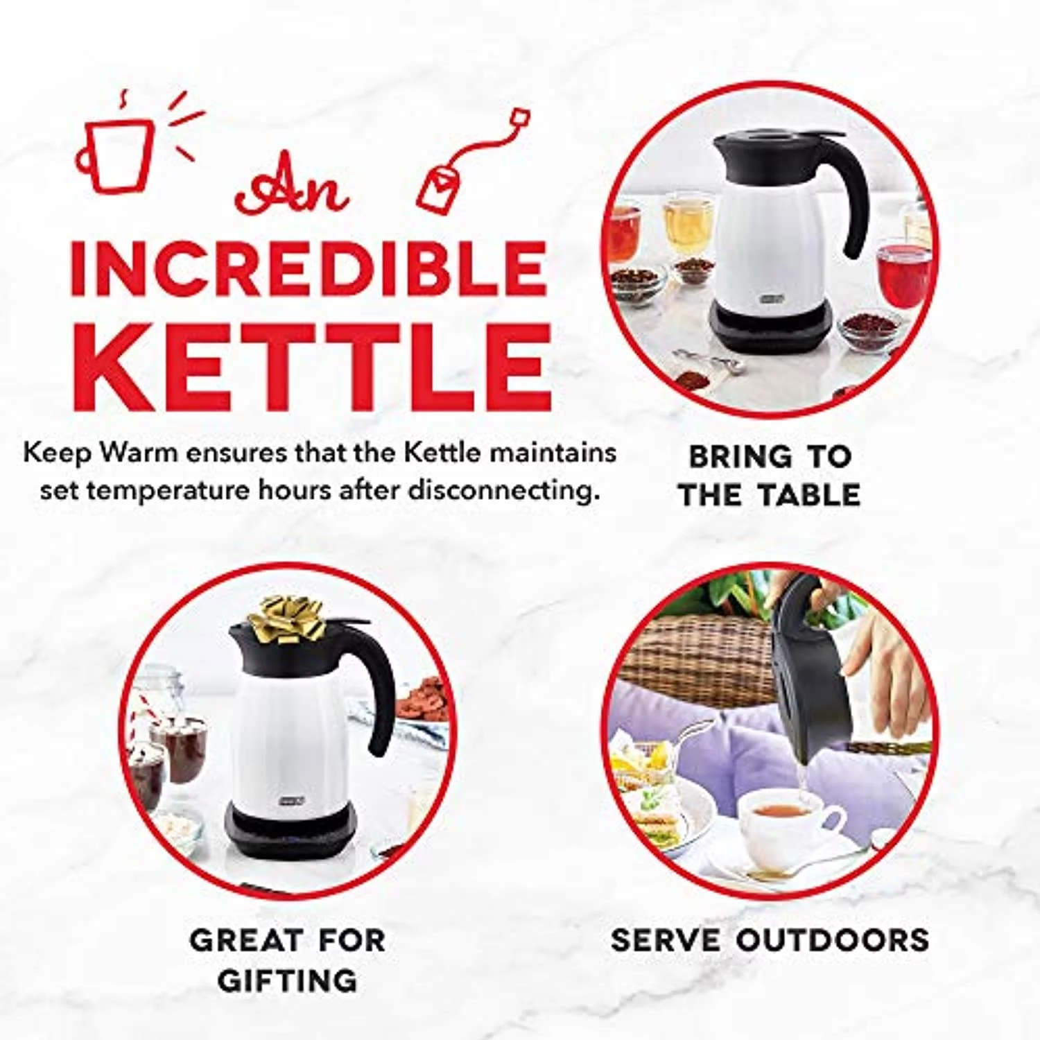 Dash 1.7L Insulated Electic Kettle White