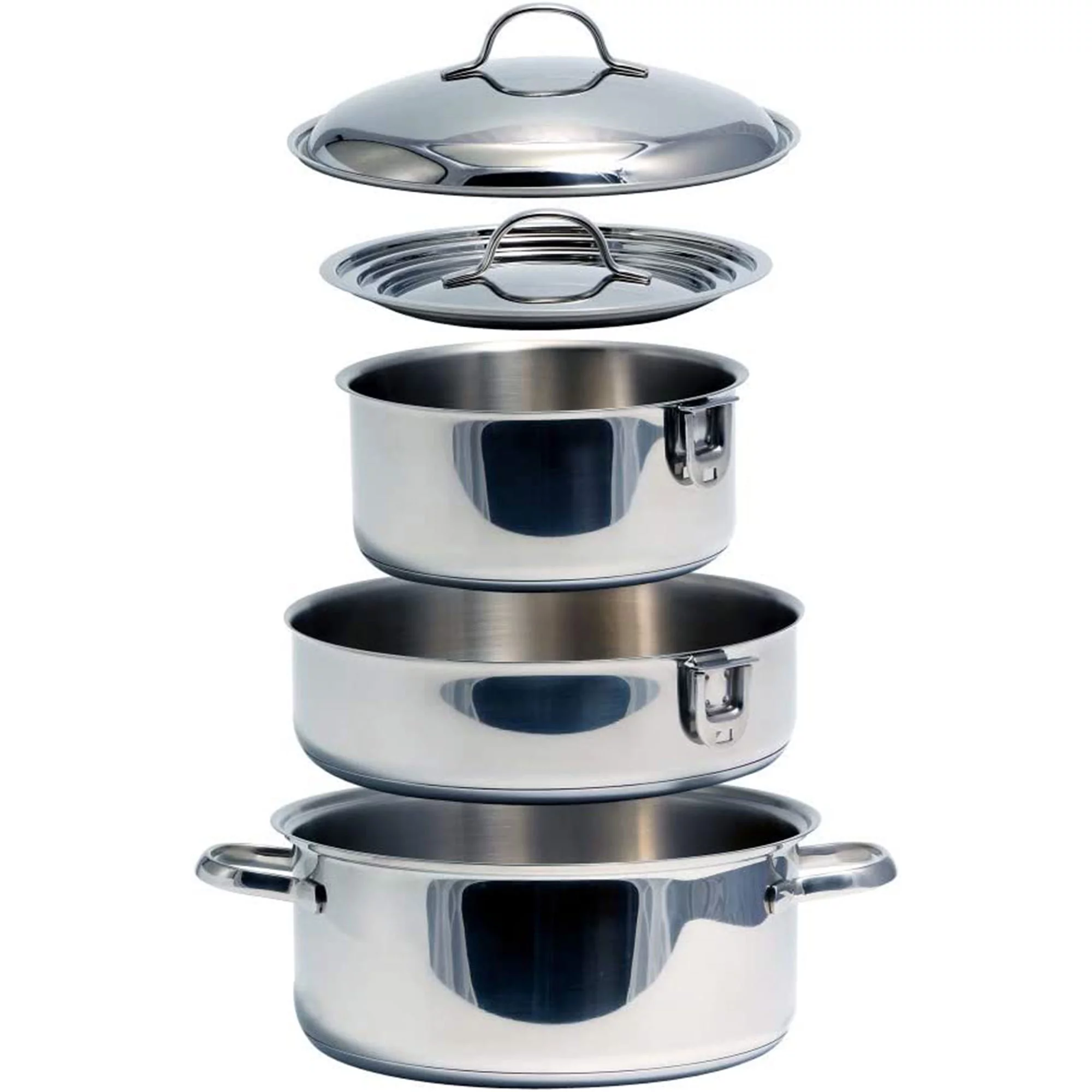 Camco 7 Piece Stainless Steel Cookware Nesting Set w/Handle & Storage Strap