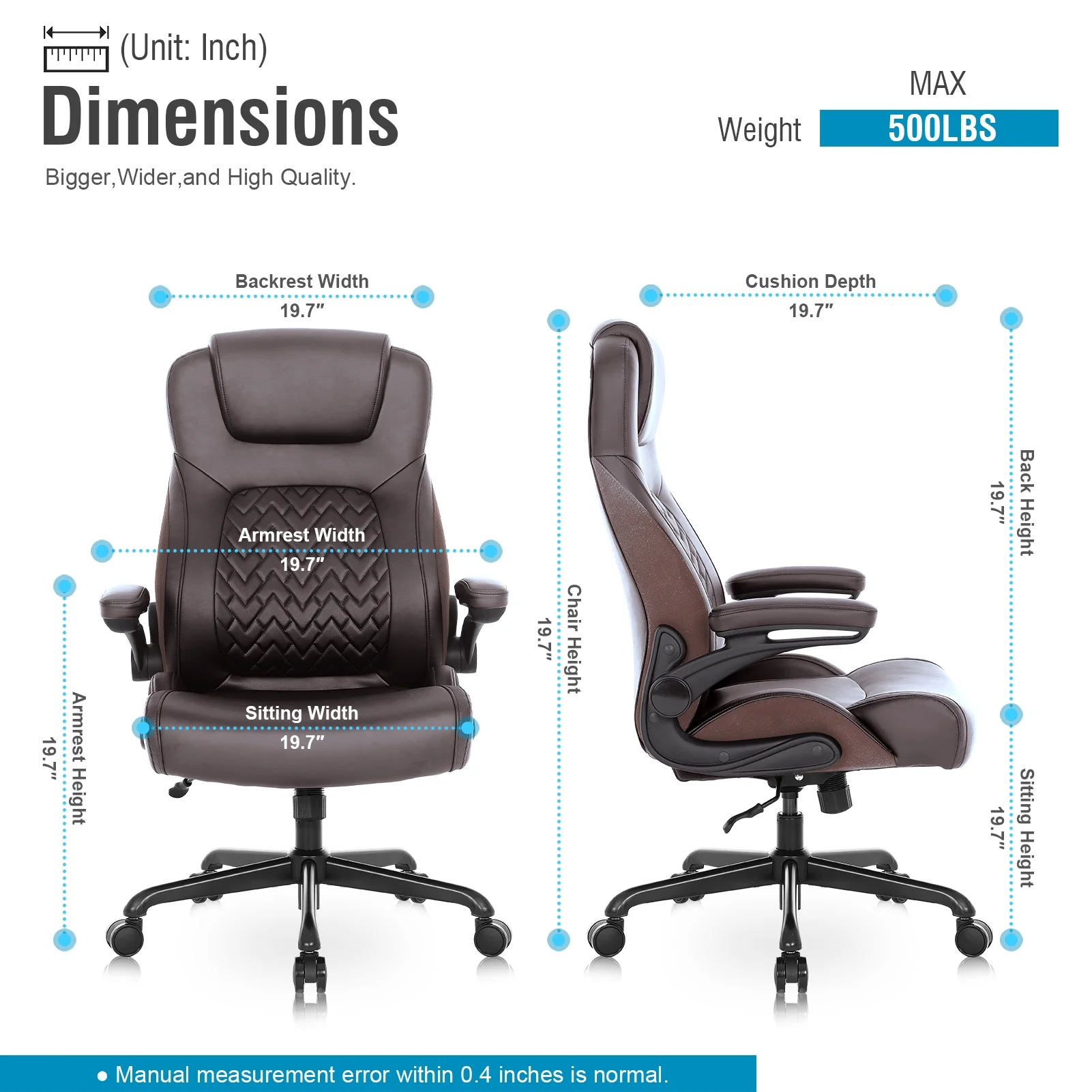 Executive Ergonomic Office Chair - Big and Tall Office Chair for Heavy People,Brown