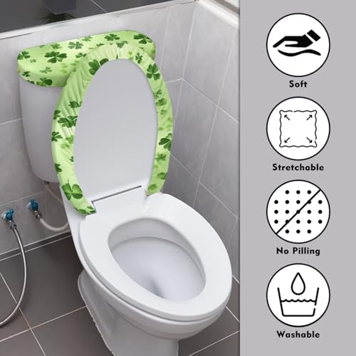 Christmas Bow Bell Toilet Tank Lid Cover and Toilet Seat Lid Cover 2 Pcs Set Toilets Covers with Elastic Cloth Fits Most Toilets Tanks & Lids
