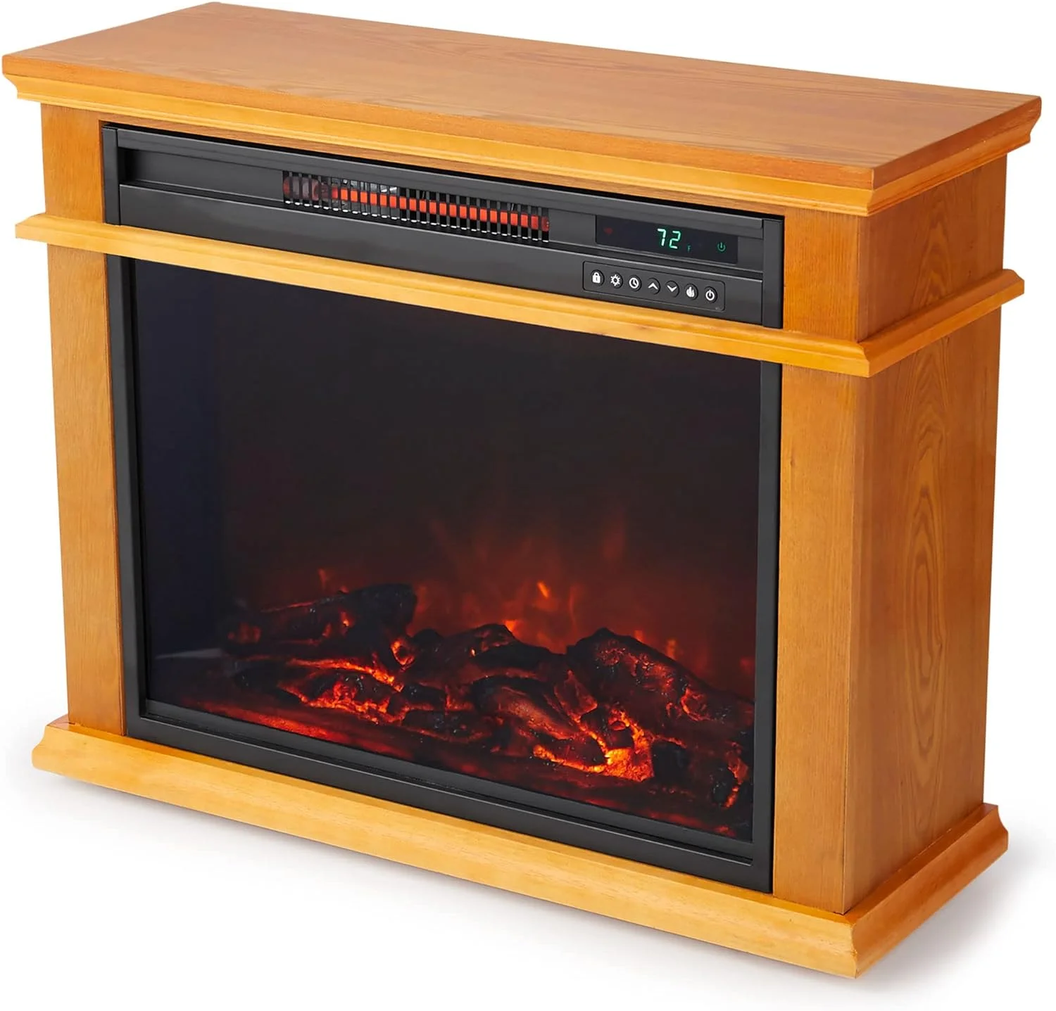 1500 Watt Portable Electric Infrared Quartz Fireplace Heater For Indoor Use With 3 Heating And  Control, Brown