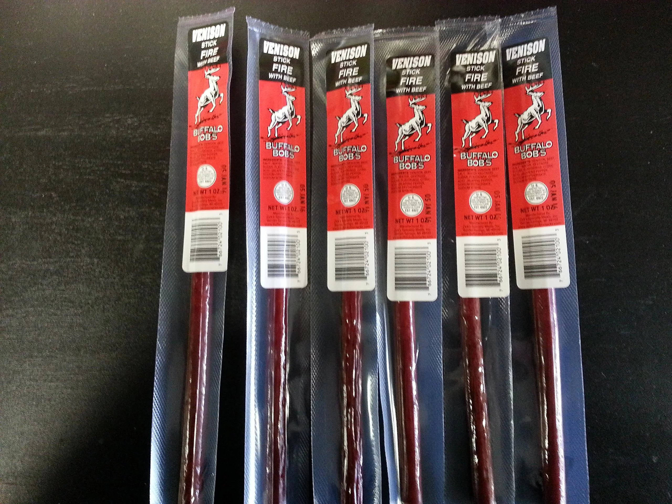 Exotic Delights: Buffalo Bob's Meat Sticks - Assorted 6 Pack with 3 Fiery Venison & 3 Spicy Alligator Cajun