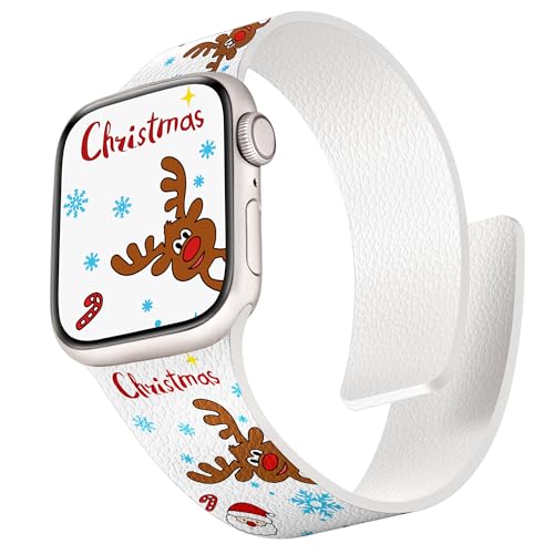 Christmas Magnetic Silicone Band for Apple Watch Bands 40mm 41mm 42mm 38mm, Strong Magnet Soft iWatch Bands for Women, Cute Christmas Band for Apple Watch Series 11 10 9 8 7 6 5 4 SE, White