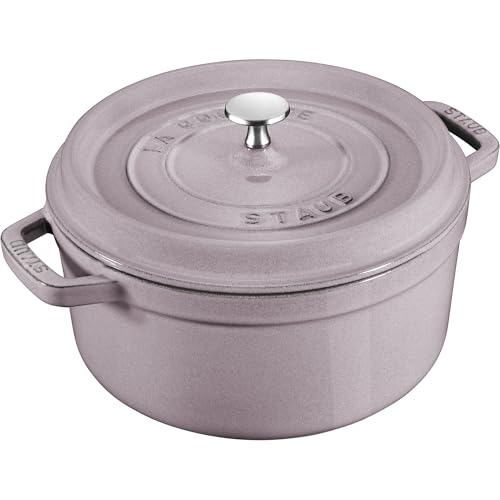 STAUB Cast Iron Dutch Oven 5.5-qt Round Cocotte, Made in France, Serves 5-6, Black Matte