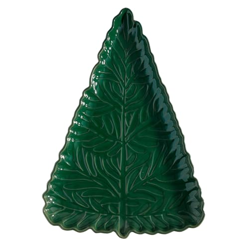 Santa Barbara Design Studio Tree Shaped Serving Plate - Stamped Ceramic Platter, 11