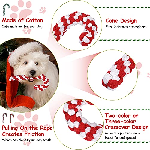 Sumind 5 Pack Christmas Dog Toys Crutch Bone Rope Puppy Pet Chew and Training Play Toys Christmas Candy Cane Dog Chew Toy for Puppy Small Medium Dogs