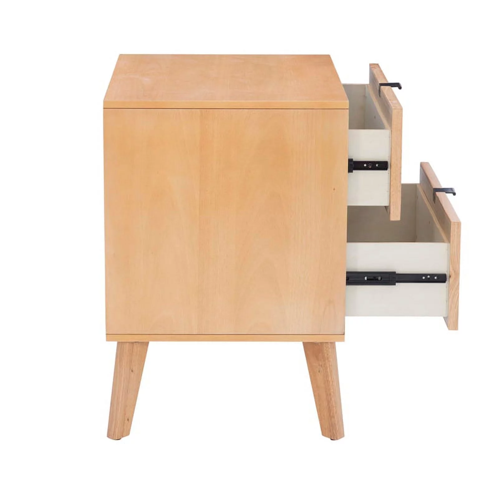 Linon Winnie Wood Nightstand 2 Drawers with Cane Front Panels in Natural Stain