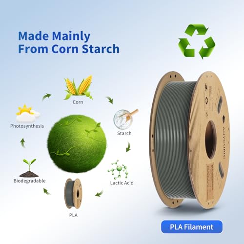ANYCUBIC PLA Filament 1.75mm Bundle, 3D Printing PLA Filament 1.75mm Dimensional Accuracy +/- 0.02mm, 1KG Spool (2.2 lbs), 2KG Grey+Grey