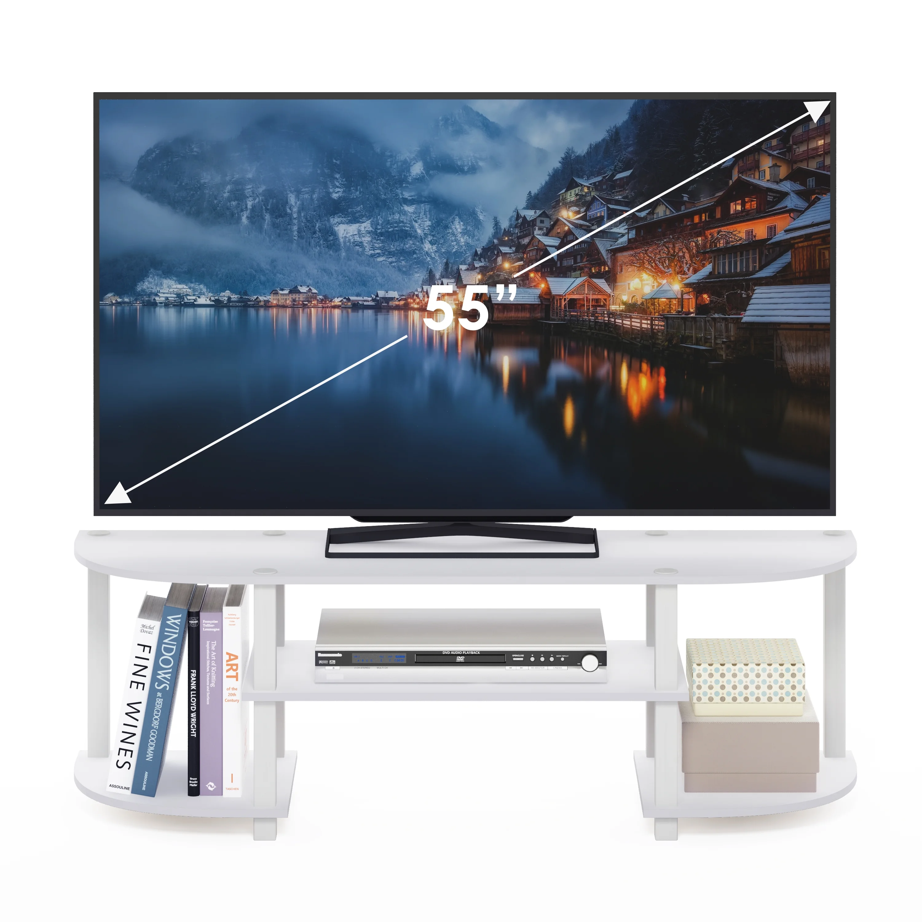 Furinno Turn-S-Tube Wide TV Entertainment Center, White