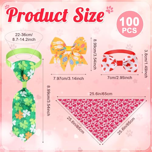 Reginary 120 Pcs Paw Bone Print Dog Bandanas Bulk Dog Bows Set Bow Ties Cat Scarf Colorful Washable Triangle Pet Kerchief Cute Bib for Summer Small Medium Large Pets Grooming Accessories Costume
